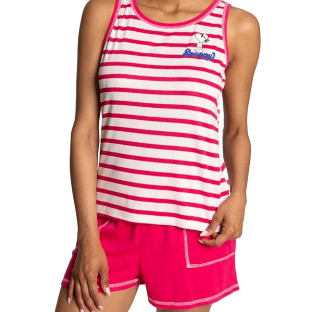 Peanuts Pink and White Striped Pajama Set
